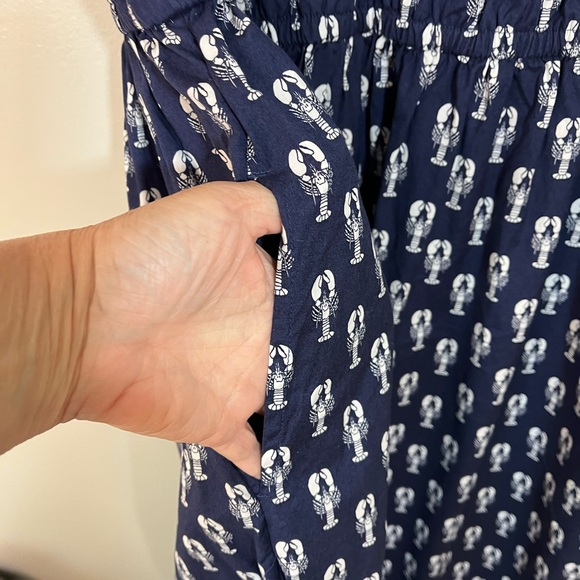 Vineyard Vines Navy Lobster Print Cotton Flutter Sleeve Maxi Dress Women’s Large - Picture 4 of 12